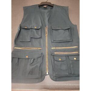 Priority Male Fishing Utility Vest Dark Green Vintage Size Small